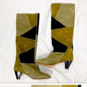 Isabel Marant Etoile Ross Patchwork Suede Leather Boots